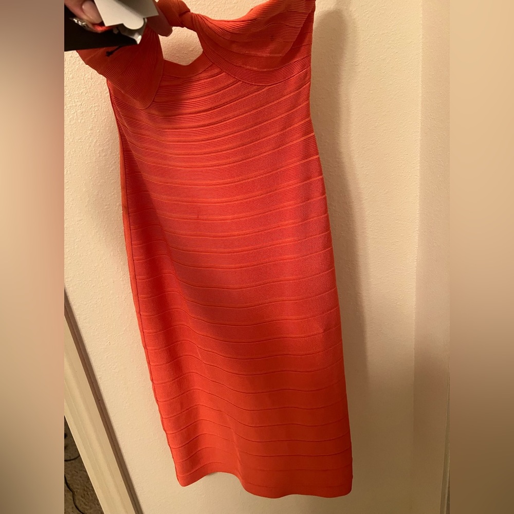 Herve Leger Coral Pink Dress Size Small
